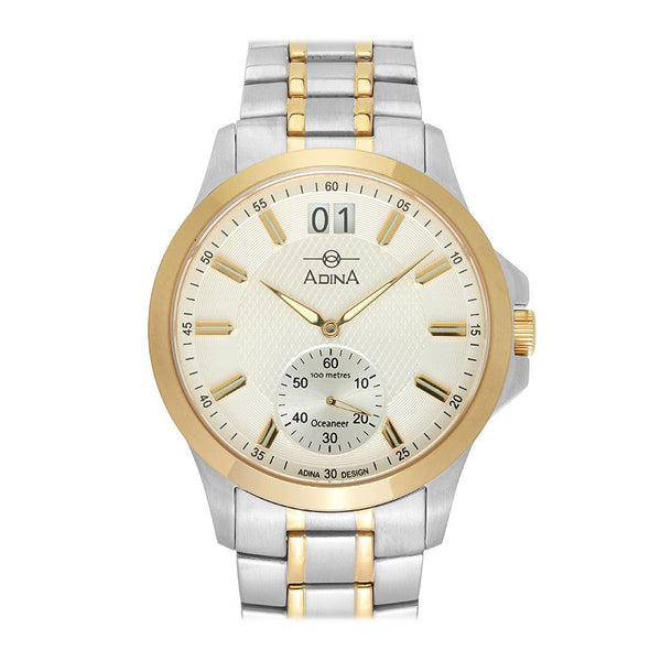 Gents Adina Oceaneer Watch With 2Tone Band And White Dial