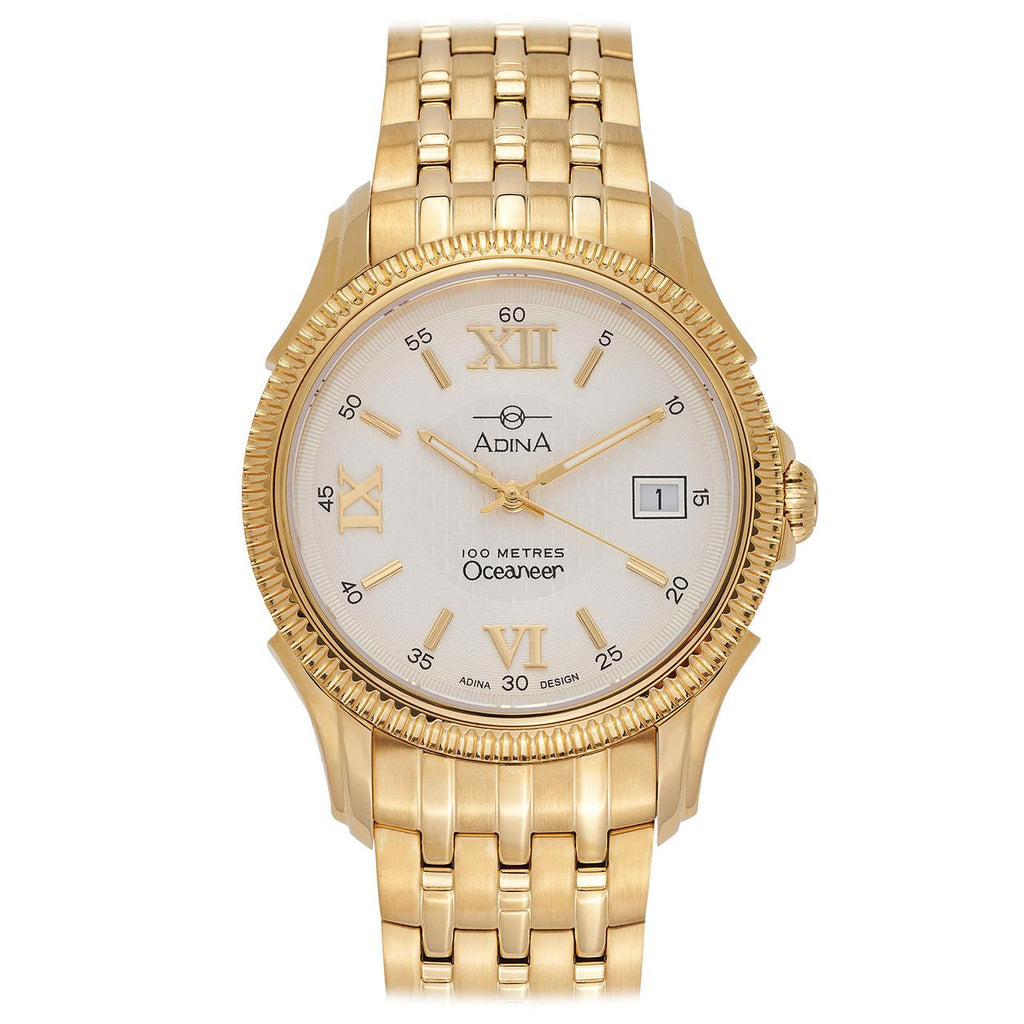 Gents Oceaneer Gold Tone Watch With White Dial