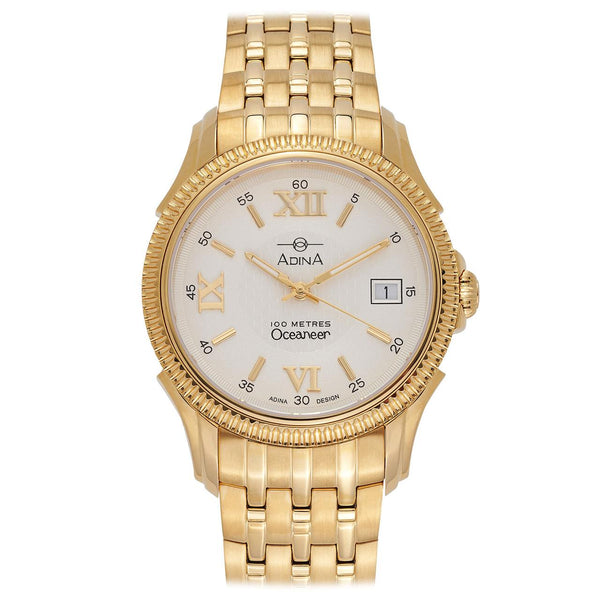 Gents Oceaneer Gold Tone Watch With White Dial