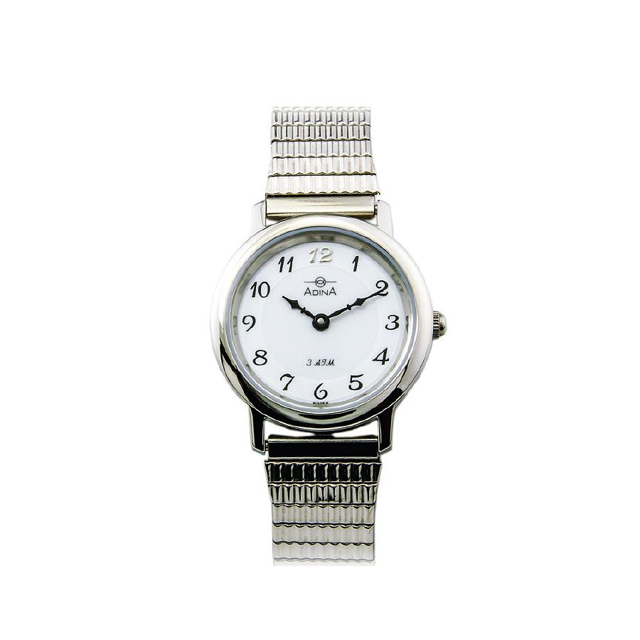 Ladies Adina silver colour expanding Dress Watch with white dial