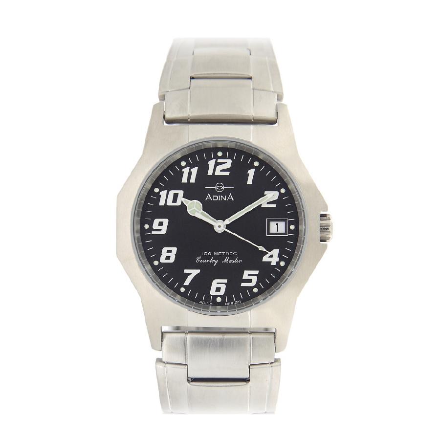 Gents Adina Country Master Watch Sapphire Glass, Black Dial, Stainless Steel Band