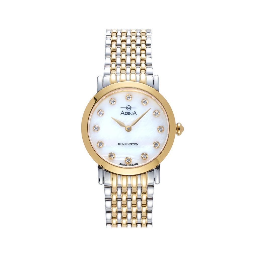 Adina Ladies 2tone dress watch with stone set Dial