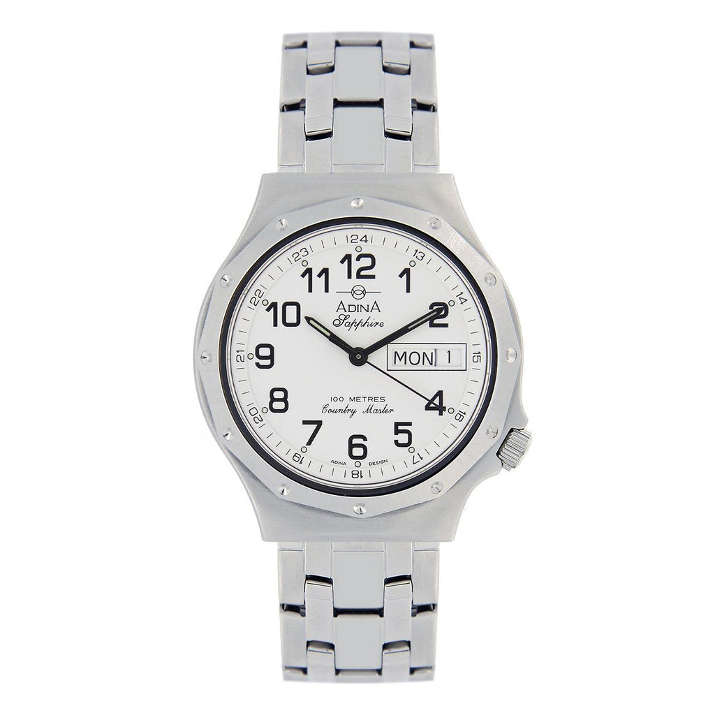 Adina Gents Stainless Steel White Numbered Dial Watch