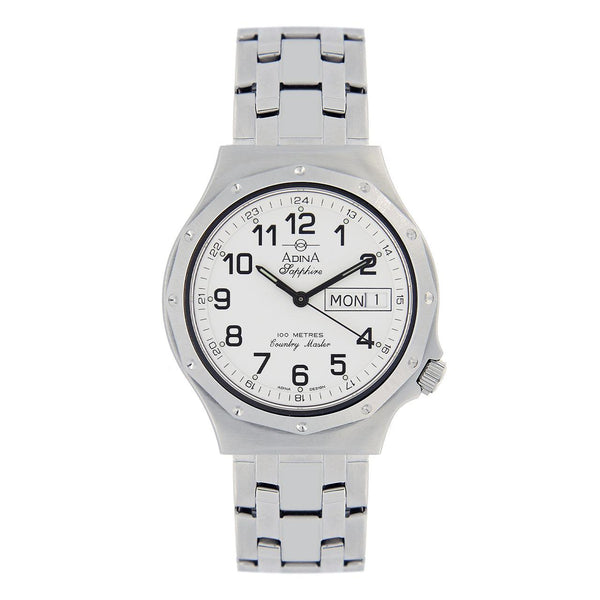 Adina Gents Stainless Steel White Numbered Dial Watch