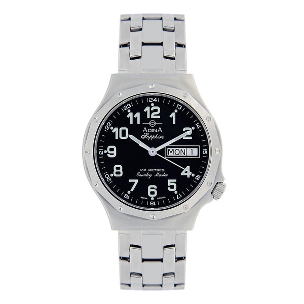 Adina Gents Stainless Steel Black Dial Watch