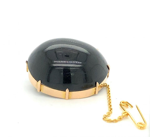 Estate 9ct Yellow Gold Onyx Brooch
