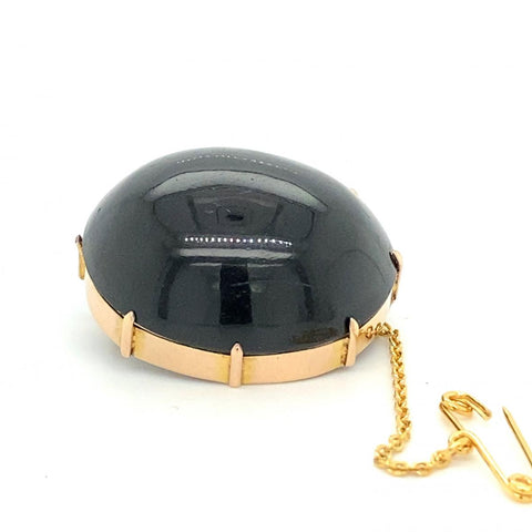 Estate 9ct Yellow Gold Onyx Brooch