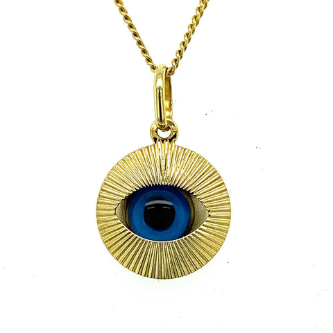 : 	9ct Yellow Gold Greek Evil Eye Pendant