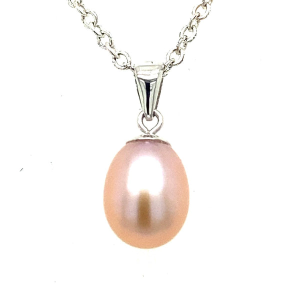  	9ct White Gold Pink Freshwater Pearl Pendant