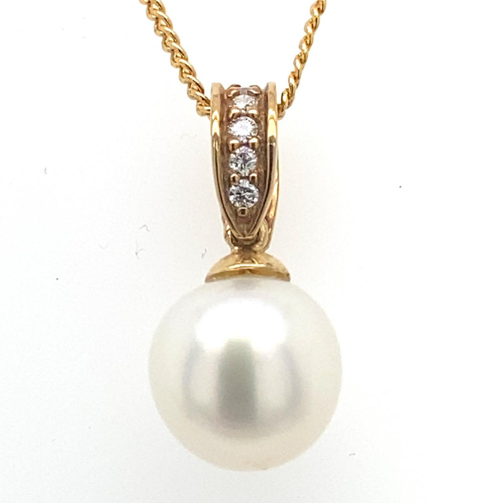 9ct Yellow Gold South Sea Pearl And Diamond Enhancer Pendant