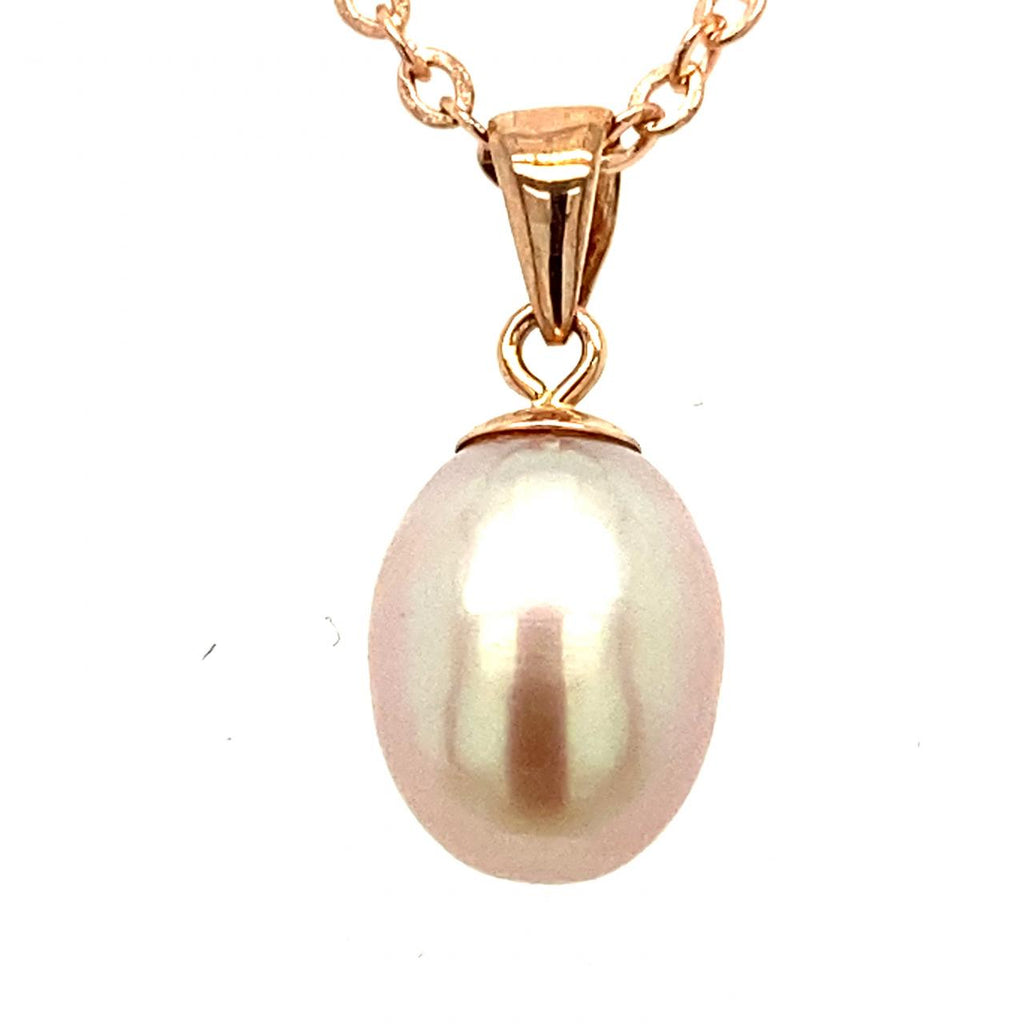  	9ct Rose Gold Pink Freshwater Pearl Pendant