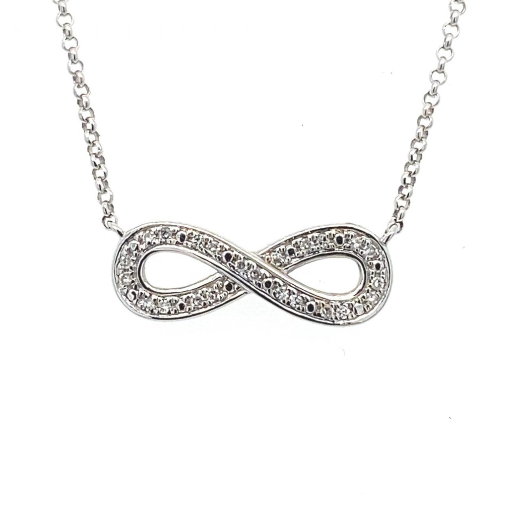  	9ct White Gold Diamond Infinity Necklace