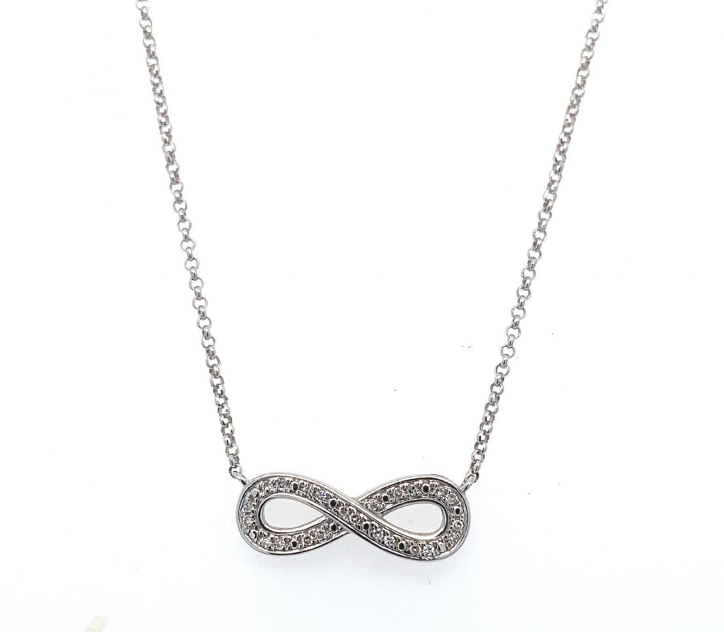  	9ct White Gold Diamond Infinity Necklace