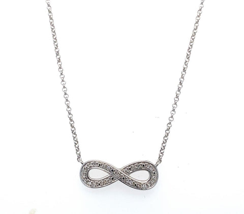  	9ct White Gold Diamond Infinity Necklace