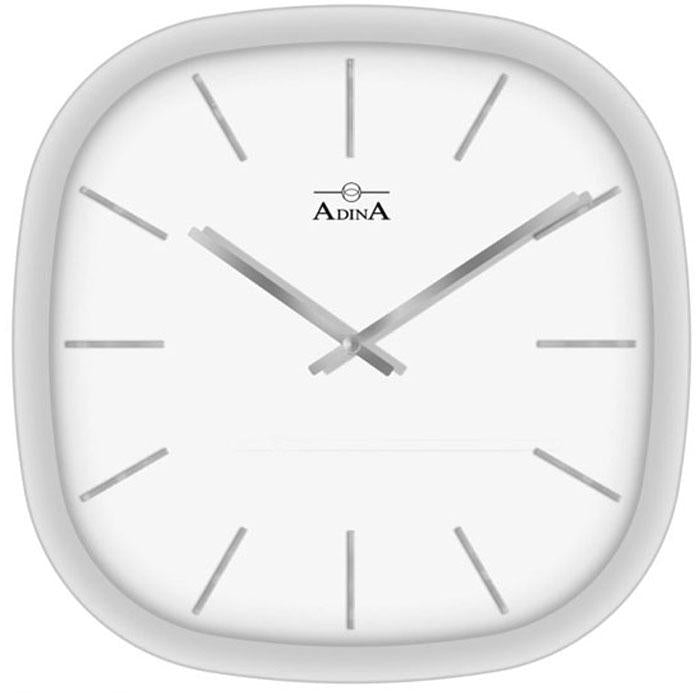 Square silver colour rim Adina Wall Clock with white dial/silver indexes