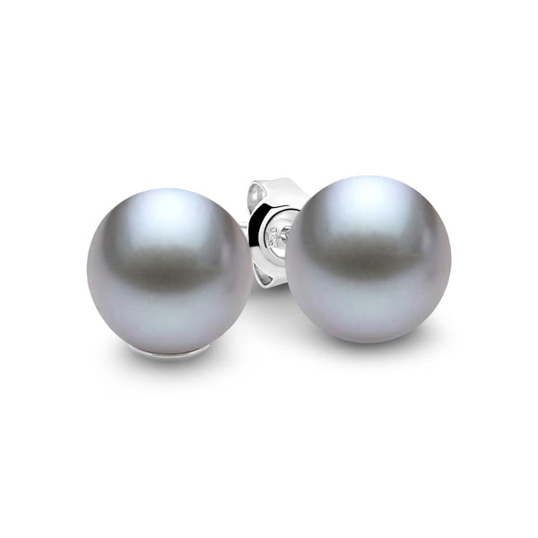 Light grey 8-8.5mm Freshwater Pearl earrings on sterling silver posts