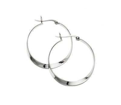  	Sterling silver fancy twisted round hoop Earrings