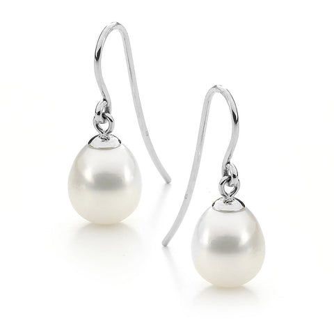 White Freshwater Pearl Drop Earrings