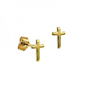 9ct Yellow Gold small Cross Stud Earrings
