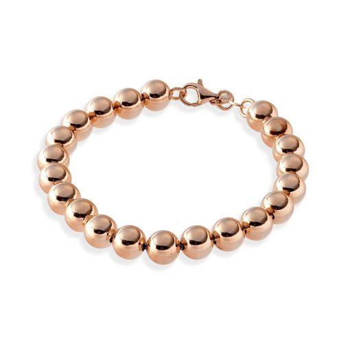 Rose Gold Plated 8mm Ball 19cm Bracelet with Parrot Clasp