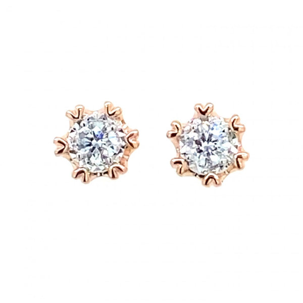9ct Rose Gold Diamond Stud Earrings