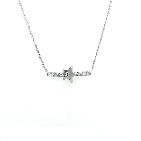 9ct White Gold Diamond Star Necklace