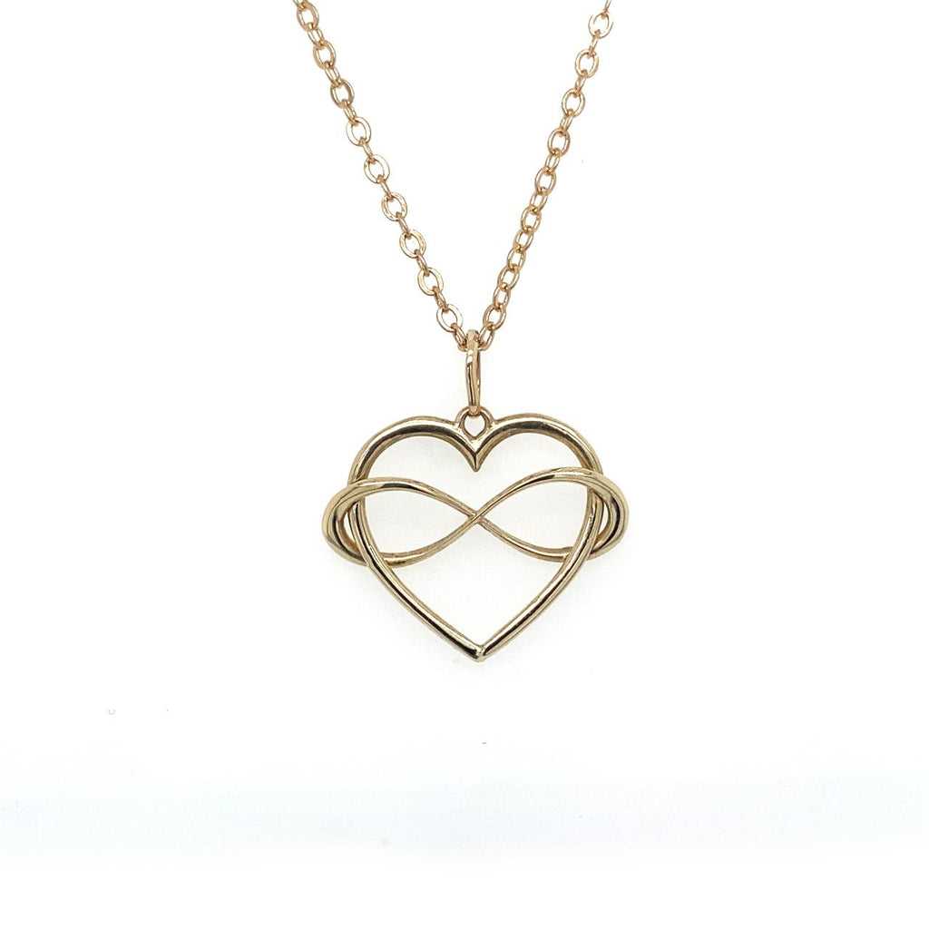9ct Yellow Gold Combined Heart and Infinity Pendant