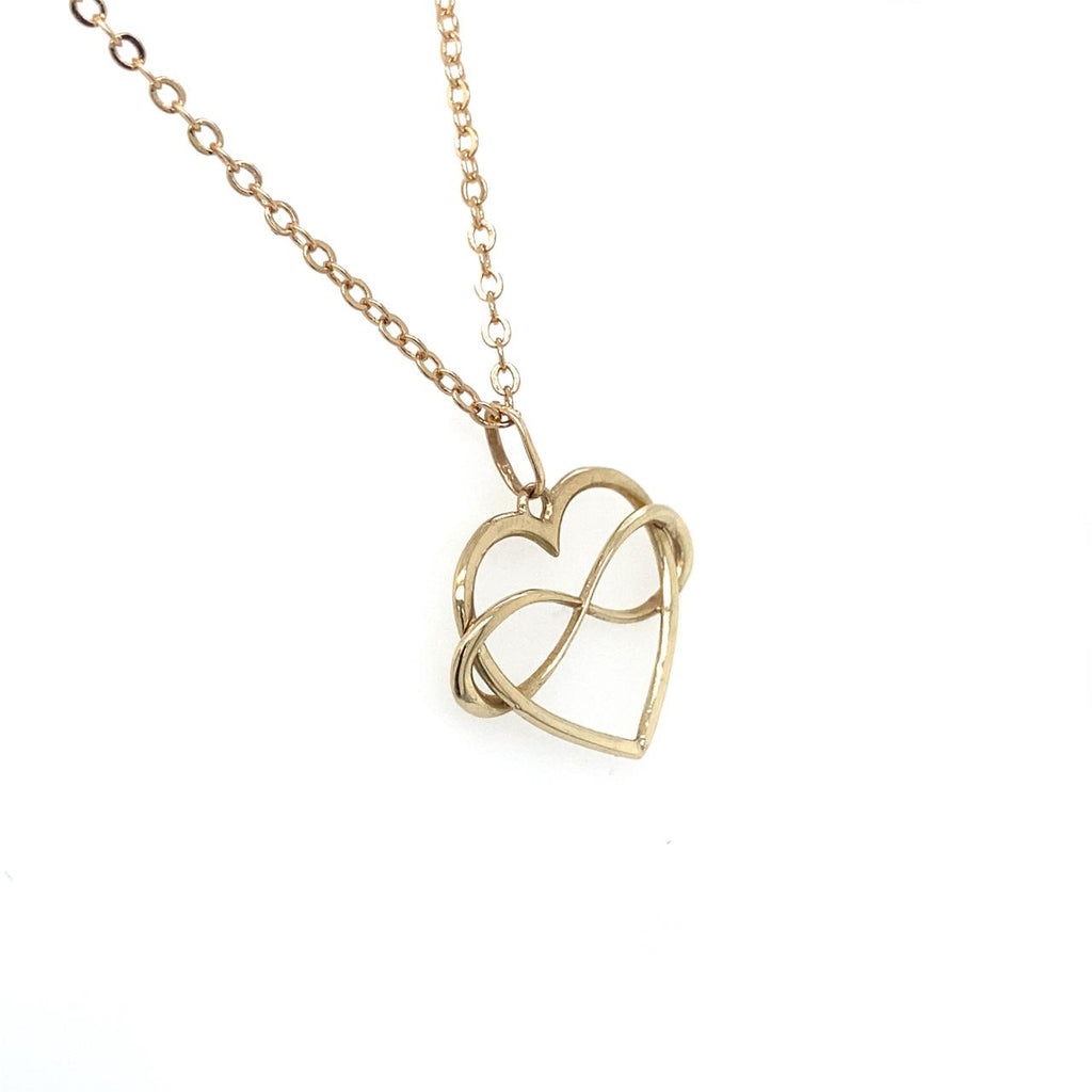 9ct Yellow Gold Combined Heart and Infinity Pendant
