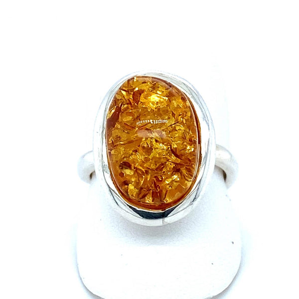  	Sterling silver Amber Ring