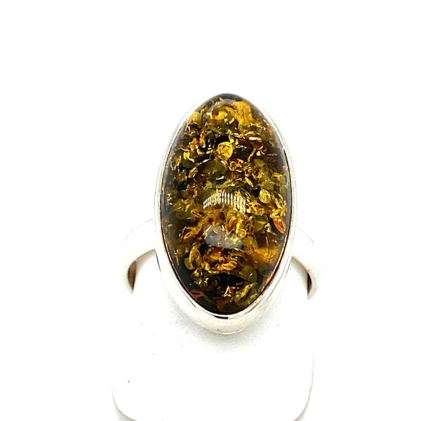  	Sterling Silver Amber Ring