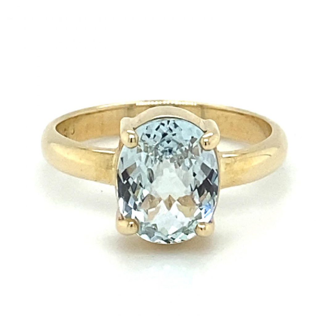 9ct Yellow Gold Untreated Blue Topaz Ring