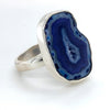  	Sterling Silver Blue Agate Slice Adjustable Ring
