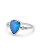 Sterling Silver Light Solid Opal 10 x 7mm Pear Drop Ring