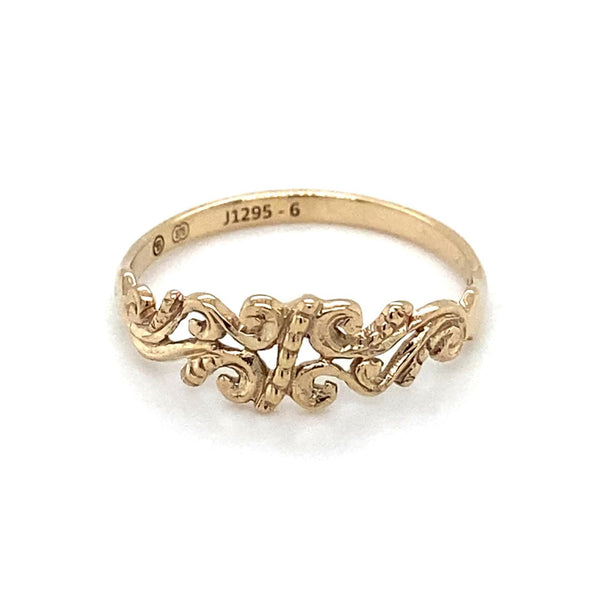 9ct Yellow Gold Antique Style Filigree Dress Ring